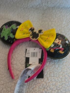 Disney Pink Headband with Yellow Bow and Black Ears